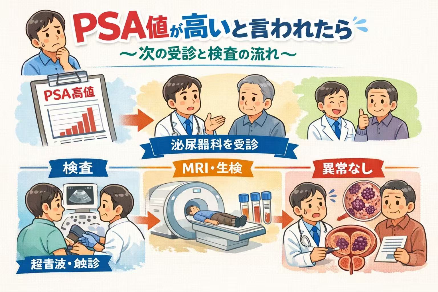 PSA値が高いと言われたら～次の受診と検査の流れ～